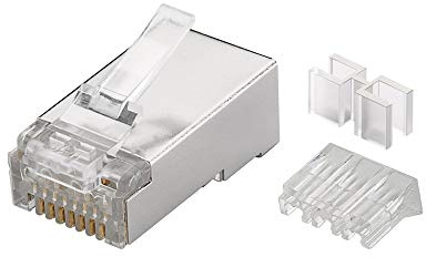 Goobay RJ45 Stecker, CAT 6A STP geschirmt; RJ45 Stecker, CAT 6A STP geschirmt - für Rundkabel mit Einfädelhilfe