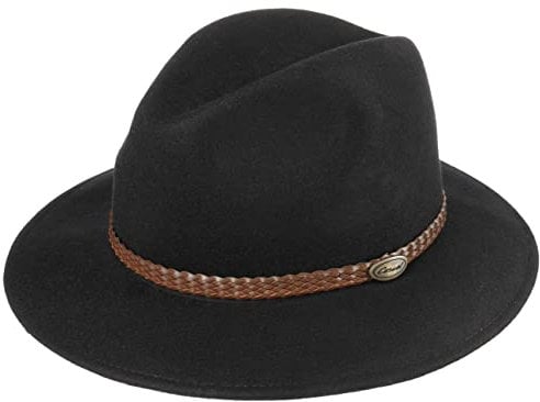 Lipodo Outdoor Traveller Wollfilzhut mit Garnitur Outdoorhut Made in Italy Herren Herbst Winter schwarz 59 cm