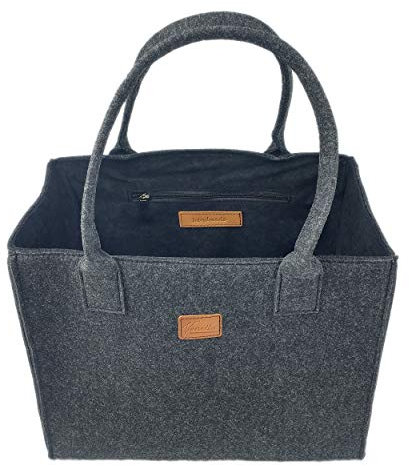 Venetto Filztasche Handtasche Damentasche Damen Henkeltasche Umhängetasche Einkaufstasche Shopper Tasche aus Filz (schwarz-schwarz)