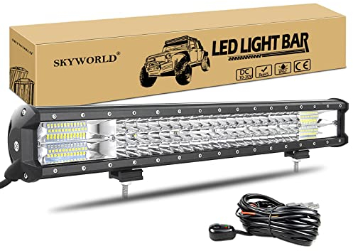 SKYWORLD 23 Zoll 59CM 324W Led Arbeitsscheinwerfer Bar mit 12V kabelbaum, Wasserdicht Led Lightbar Lichtbalken LED Arbeit Licht Bar für 4x4 Offroad SUV UTV ATV KFZ Traktor