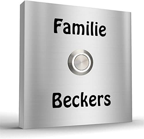 Türklingel Edelstahl Aufputz superflach Design in verschiedenen Farbtönen und Klingelgrößen mit Beschriftung