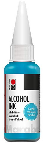 Marabu 12160059091 - Alcohol Ink karibik, 20 ml, Alkoholtinte, für Fluid Art, Resin Art und Epoxidharz, für nicht saugende Untergründe, beschichtetes Spezialpapier, Metall, Keramik und Glas