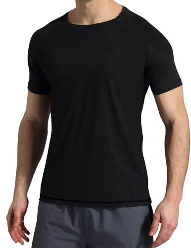 VAYAGER Herren-Badeshirts Rash Guard UPF 50+ Kurzarm, schnell trocknend, lockere Passform, Wassersurf-Shirt