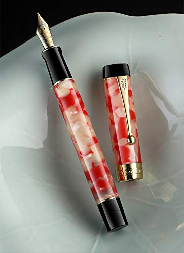 Jinhao Classic Füllfederhalter Koi Rot, mittlere Feder mit Konverter und Stiftetui aus Metall