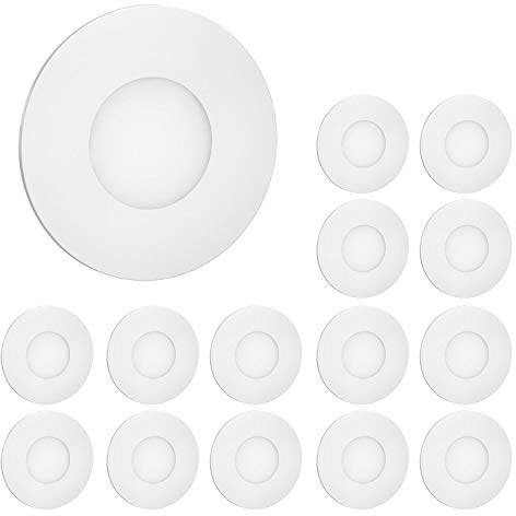 ledscom.de 15 LED luz de escalera/plafón empotrado FEX para interiores y exteriores, redondo, 85mm Ø, blanco frío