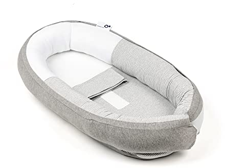 Doomoo Cocoon Babynestchen für Babys bis 8 Monate - Babynest, Kuschelnest, Lagerungskissen aus Bio-Baumwolle, Oeko-Tex Zertifiziert, Classic Grey