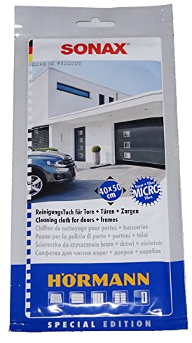Hörmann Sonax Reinigungstuch (Mikrofasertuch für Tore, Türen + Zargen, mit Reinigungsmittel, Größe 40x50 cm, streifenfreie Reinigung von Oberflächen) 4018988, weiß