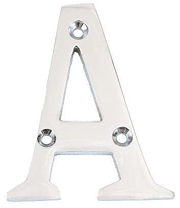 Nutfield Hardware 3 Inch / 75mm House Numbers Polished Chrome Door Numbers Screw Fixed Mailbox Office Hotel House Door Latter A with Mounting Screws for Walls, Doors, and Gates