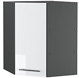 Vicco Eckhängeschrank Fame-Line, Küchen-Eckschrank, Weiß Hochglanz/Anthrazit, 57 cm