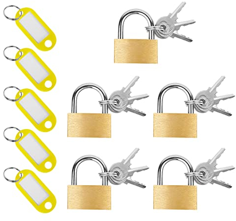 UCEC 5x Mini-Vorhängeschloss mit 15 Schlüsseln, 30mm, mit Kunststoff-Hängeetikett, für Büroschubladen, Gepäck, Nachttische, Zelte, Ketten, Sparschweine