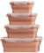 Set 4 Recipientes plegables de silicona para alimentos fiambrera con cierre y válvula de salida de aire | 8 piezas (4 envases, 4 tapas Transparente) Apto para lavavajilla, microondas, congelador