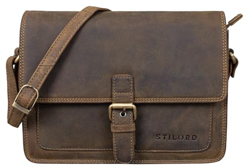 STILORD Liv Damentasche Leder Handtasche Umhängetasche klein Frauen Ausgehtasche Schultertasche Vintage Ledertasche Farbe:mittel - braun
