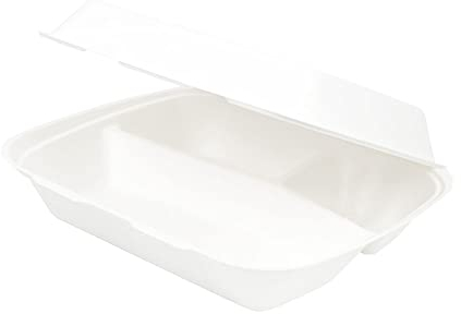 BIOZOYG Zuckerrohr Menübox-3-geteilt I nachhaltiges Take-Away-Geschirr biologisch abbaubar I Zuckerrohr Box für heiße & kalte Speisen unbeschichtet 25x20x7,5cm I Lunchbox 3 Kammern 200 Stück