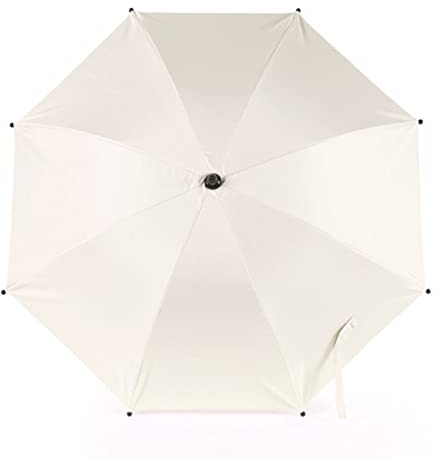 JIEXUHDE Universal-Sonnenschirm für Kinderwagen mit UV-Schutz, um 360 Grad drehbar, wasserdicht, mit Clip und Griff, Beige / Weiß