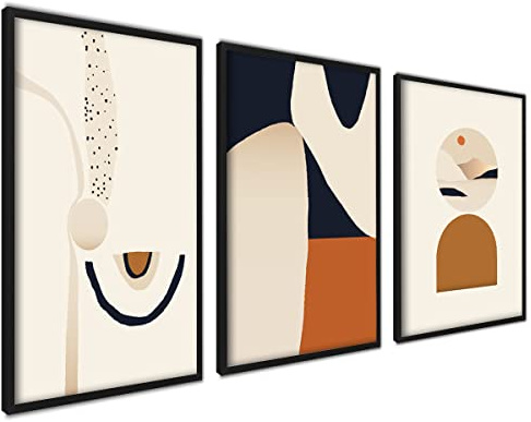 ag.art deco Abstrakt Poster 30x40 | Poster Set für Wand Deko Wohnzimmer Schlafzimmer | Ästhetische Kunstdruck mit Geometrische Kunst in Beige | 3x Bilder ohne Rahmen