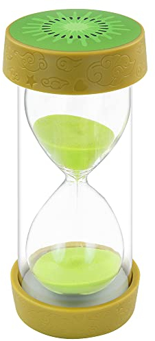 Fruit sablier Sable minuterie, sécurité coloré Transparent mesures décoration de Bureau Maison avec Couvercle de Protection Base Cuisine Compte à rebours Noël Cadeau d'anniversaire (Kiwi, 60 Min)
