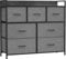 SONGMICS Commode, Armoire, Meuble de Rangement, 7 Tiroirs en Tissu avec Poignées, Cadre en Métal, Style Moderne, Gris Ardoise et Gris Anthracite LTS523G22