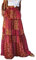 Byoauo Damen Rock Lang Hohe Taille A-Linie mit Gürtel Taschen Boho Blumen Maxi Sommerrock Strandrock