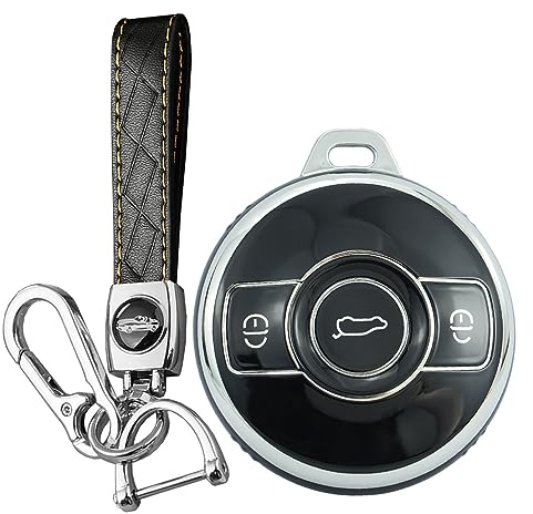 KUNIO Schlüsselhülle Passt für Mercedes Benz SMART Fortwo 1 Brabus 1 Benz SMART 2022 2023 Schutzhülle TPU Schutzhülle Autoschlüssel Hülle Schlüsselanhänger A Schwarz