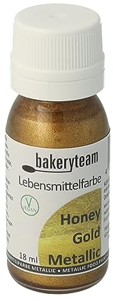 bakeryteam vegane Lebesnmittelfarbe Metallicfarbe Honey-Gold für eleganten glänzenden Touch 18 ml