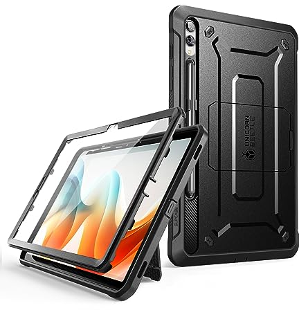 SUPCASE Cover per Samsung Galaxy Tab S10 Plus 2024 / Galaxy Tab S9 Plus 2023 da 12,4 Pollici, con Pellicola Schermo Integrata, Cavalletto e Supporto per Penna, Custodia Robusta (Nero)