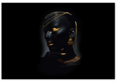 H8890M_PL1DB Foto-Poster, Motiv Frauengesicht in Gold, 155 x 105 cm