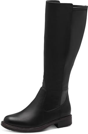 Jana Damen Hohe Stiefel ohne Absatz mit Reißverschluss Vegan, Schwarz (Schwarz), 42 EU