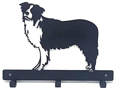 Border Collie Dog Lead Hanger Holder Rack Hook Leash Key Coat Door Towel Wall Mounted Metal