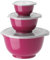 Rosti Margrethe Schüssel Set, Rührschüssel Set, 6-Teilig mit 3 Rührschüsseln und 3 Deckel, Teigschüssel aus Recycelbarem Kunststoff, 0,25 Liter, 0,75 Liter und 3 Liter, Beetroot