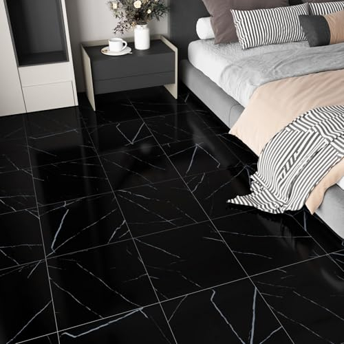 Yullpaper 24 Stück Schwarze Bodenaufkleber Fliesen Pvc Bodenbelag Selbstklebend Waschbare Klebefliesen Bad Boden Klebevinyl Selbstklebend Fliesenaufkleber Boden Venylbodenbelag Klick 30 X 30cm