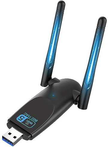 USB Wifi Dongle,5dBi Dual Band 5GHz USB Wifi Computer Drive-free,1300Mbps USB3.0 WI-FI Adapter,Support Windows 11/10/8/7/Vista/XP, Mac OS