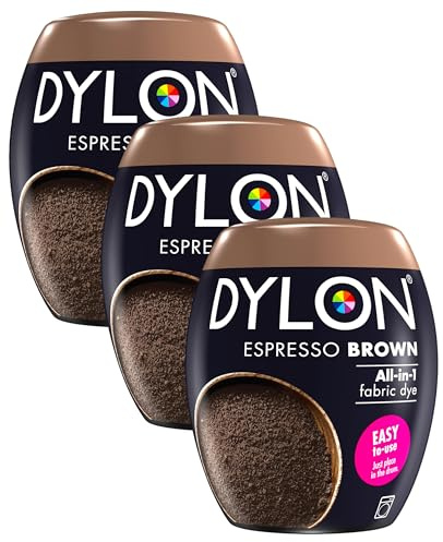 DYLON Washing Machine Fabric Dye Pod for Clothes & Soft Furnishings, 350g – Espresso Brown (Pack of 3)