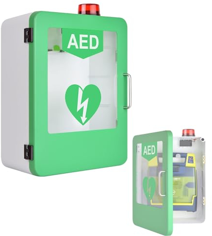 ELIKBH AED-Defibrillator-Schrank, wandmontierte Außenbox, automatische externe Alarmbox für Heimbüros, Clubs und Gruppen, Krankenpflegebusse