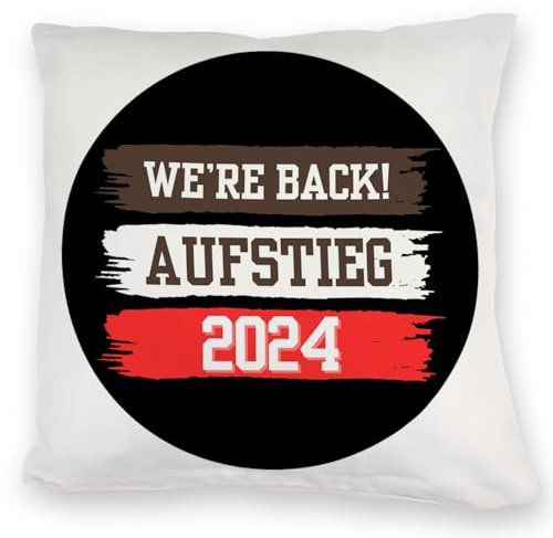 St. Pauli Aufstieg 2024 Kuschelkissen mit Spruch We're Back were Hamburg Reeperbahn Landungsbrücken Hafen Wappen - Feiere den Aufstieg mit diesem stylischen Kuschelkissen