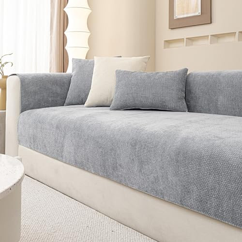 Reine Farbe Fischgrät Sofa Überzug Chenille L Form Ecksofa Sofaüberwürfe rutschfeste Universal Möbelschutz für Wohnzimmer Hunde Katzen Haustier