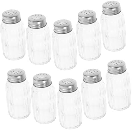 iplusmile Runden Glas Gewürzgläser: 10 stücke 40 mm × 80mm Transparenter Gewürzdosen mit Edelstahldeckel für Küche Gewürzaufbewahrung - Salz, Meersalz, Pfeffer