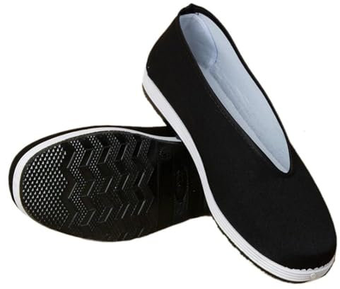 Chaussures de Tai Chi rétro Noires for Arts Martiaux, Chaussures de Kung Fu, Chaussures Traditionnelles Chinoises en Tissu, Baskets d'entraînement Sportif Wushu(38 EU)