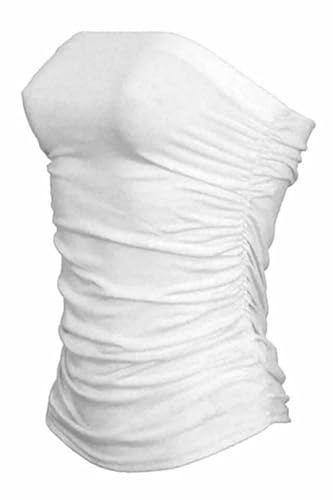 FASHION MY LOVE Women Ladies Ruched Bandeau Boob Tube Vest Crop Bra Top