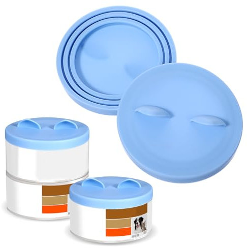 Gjinxi Pet Can Tin Lids 2 Pack Food Can Covers Lids Universal Silicone Cat Food Lid Covers for Pet Food Cans Food Can Lids Fit Most Standard Size Canned Cat and Dog Food(Blue)