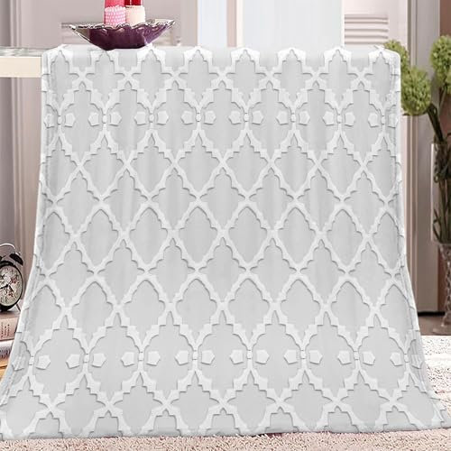 Kuscheldecken Marokkanische Muster Weich Bequem Decke Grau 3D-Digitaldruck Flanelldecke 130 x 150 cm Weich Wohndecke Sofadecke Decken für Jungen, Mädchen Erwachsene