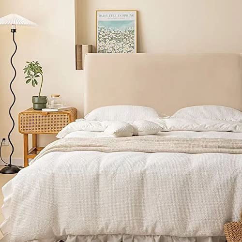 MZBDYYF Kopfteilbezüge für Einzel-/King-/Doppelbetten, elastische Möbel, grau, weiß, staubdicht, für Holzbetten