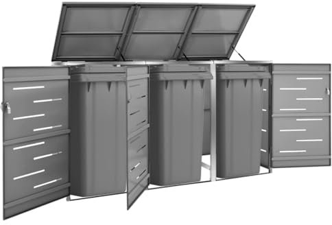 Utiny Mülltonnenbox für 3 Tonnen 207x77,5x115 cm Edelstahl
