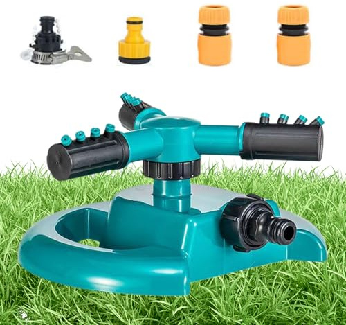 Hofsprinkler, automatischer 360°-Garten-Wassersprinkler, Rasenbewässerungssystem für Blumenbeete, Gemüsebeete, Kindergärten, Parks, Kinder und Haustiere spielen, 21 x 19 x 9,5 cm