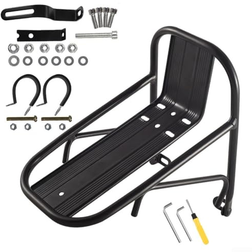 Honseadek Fahrradträger für Elektrofahrzeuge, Aluminiumlegierung, mit rutschfesten Schraubenlöchern und dreieckiger Unterstützung, kompatibel mit Scheibenbremsen, 23 x 15 x 12 cm (Frontträger + Klemme