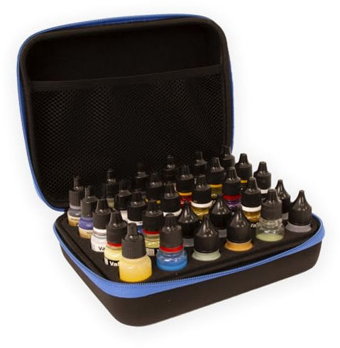 Hartem - Maletín Organizador para 30 Pinturas de Modelismo y Tintas Alcohol | Estuche Acolchado con Espuma para 30 Botellas, Maletín Portátil con Asa y Bolsillo Interior