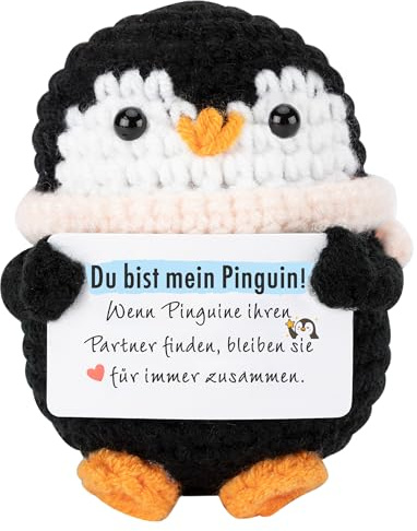 RysmMake Partner Geschenke Ich Liebe Dich – Geschenk für Partner, Freund, Freundin Jahrestag Geschenk für Sie und Ihn, Pinguin Sammlerfigur, Liebesgeschenke, Fröhlicher Pinguin Plüschfigur
