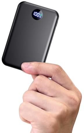 Power Bank, 22.5W Mini PowerBank 15000mAh (USB-C EIN- & Ausgang), PD 3.0 QC 3.0 Externer Handyakku mit LED Display, Kompatibel mit iPhone 17 16 15 14 13 12 Pro Max und mehr, Schwarz