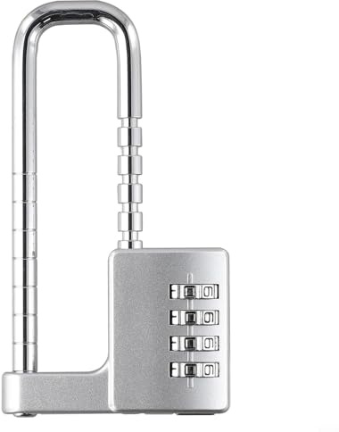 PureBowlic Extended U Shaped Adjustable Mechanical Password Lock for Cabinet, Wardrobe, and Door Security Made from Alloy Steel (Silver)
