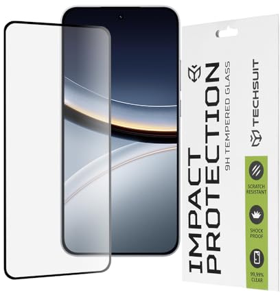 Techsuit Displayschutzfolie für Xiaomi Poco F7 Gehärtetes Glas mit 9H Härte, Vollständige Abdeckung, Stoßschutz, Oleophobe Beschichtung, Anti Fingerabdruck, Blasenfrei, 111D Full Glue