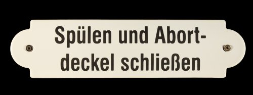 BBV Emaille Schild Spülen und Abortdeckel schließen 20x5 cm wetterfest und lichtecht Emailleschild